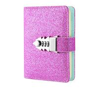 NectaRoy Sequin Lockable Diary, Refillable Password Notebook Writing Journal Planner Organizer with Combination Lock, Loose-Leaf Lined Notepad Sketchbook, Size 185x135mm