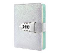 NectaRoy Sequin Lockable Diary, Refillable Password Notebook Writing Journal Planner Organizer with Combination Lock, Loose-Leaf Lined Notepad Sketchbook, Size 185x135mm