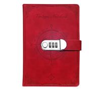 NectaRoy Travel Diary, Retro PU Leather Notebook Diary with Lock, Classic Compass Embossed, Notebook for Office School Students Stationery Birthday Gift, 22 x 15CM