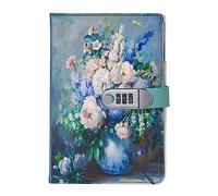 NectaRoy Vintage Notebook with Lock, A5 Lockable Diary(Oil Painting Flowers Style), Retro Travel Journal, Secret Girl Notebook, Daily Notepad for Office School Supplies Student Stationery