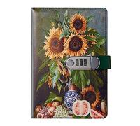 NectaRoy Vintage Notebook with Lock, A5 Lockable Diary(Oil Painting Flowers Style), Retro Travel Journal, Secret Girl Notebook, Daily Notepad for Office School Supplies Student Stationery