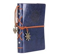 NectaRoy Vintage Retro PU Leather Cover Notebook Journal Diary, Nautical Spiral Blank String Daily Notepad Travel to Write in, Kraft Paper, Classic Embossed, Loose Leaf
