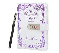 NectaRoy Vintage Retro PU Leather Cover Notebook Planner, Travel Journal with Lock, Lockable Diary Lock Journal, Password Writing Notepad with Pen, 5.9" x 8.4"