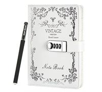 NectaRoy Vintage Retro PU Leather Cover Notebook Planner, Travel Journal with Lock, Lockable Diary Lock Journal, Password Writing Notepad with Pen, 5.9" x 8.4"