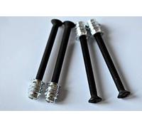 Nectite Guitar Neck Screws & Threaded Inserts - Black - for Fender Stratocaster & Telecaster - M5, 45 mm Big Head (Set of 4 with Mounting Tool)