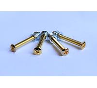 Nectite Guitar Neck Screws & Threaded Inserts - Gold - for Fender Stratocaster & Telecaster - M4, 45 mm (Set of 4 with Mounting Tool)