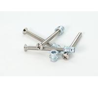 Nectite Guitar Neck Screws & Threaded Inserts - Nickel - for Fender Stratocaster & Telecaster - M4, 45 mm (Set of 4 with Mounting Tool)