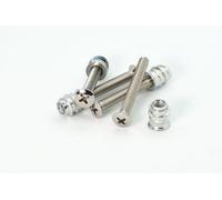 Nectite Guitar Neck Screws & Threaded Inserts - Nickel - for Fender Stratocaster & Telecaster - M5, 40 mm (Set of 4 with Mounting Tool)