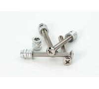 Nectite Guitar Neck Screws & Threaded Inserts - Nickel - for Fender Stratocaster & Telecaster - M5, 45 mm Big Head (Set of 4 with Mounting Tool)