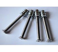 Nectite Guitar Neck Screws & Threaded Inserts - Stainless Steel - for Fender Stratocaster & Telecaster - M5, 40 mm (Set of 4 with Mounting Tool)