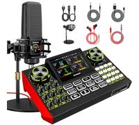 neculogy Podcast Equipment Bundle, Audio Interface with Cardioid Designer PKPRO Mic for Gamer and Quality All-in-One DJ Mixer, for Live Streaming, Singing, YouTube, Gaming