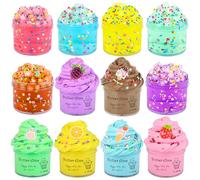 Necvediy 12 Pack Christmas Slime Kit for Girls Boys, Crystal Slime and Butter Slime Making Kits, Stretchy & Non-Sticky, DIY Stress Relief Toys, Birthday Gift, Party Favors