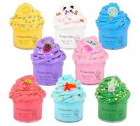 Necvediy Christmas 8 Pack Butter Slime Kit, Super Soft and Non-Sticky, DIY Slime Putty Toys for Girls and Boys, Party Favors, Birthday Gift for Kids