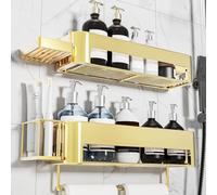 necvha 4 Pack Shower Caddy, Shower Shelf No Drilling, 15.15in Large Capacity Bathroom Organiser Storage, Rustproof Bathroom Accessory (Gold)