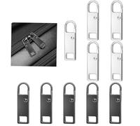 NECXON 10 Pcs Alloy Zipper Pullers, Zipper for Zip Pendant, Universal Fit for Garments, Bags, suitcase, Easy Replaceable, 5 Silver & 5 Black