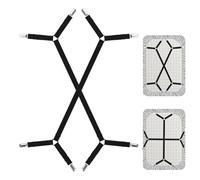 NECXON 2 Pack Bed Sheet Clips Fitted Sheet Clips Mattress Sheet Clips Bedding Essentials Black Bed Sheet Holder Fasteners Secure Stretch Bed Sheet Straps for Beds Mattress Keepers