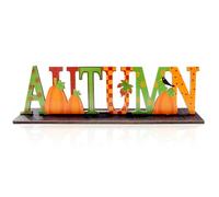 NECXON Autumn Decorative Sign, Wood Thanksgiving Table Decor, 25cm x 4cm x 7cm (9.8in x 1.6in x 2.8in), Multicolour, Seasonal/Autumnal, Pumpkins, Maple Leaves