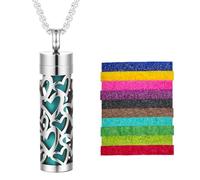 NECXON Essential Oil Necklace, Ladies Necklace Diffuser Pendant With 10 Pcs Perfume Pads Stainless Steel Oil Necklace Jewelry Gift Aromatherapy Gifts for Woman Men (Style 13)