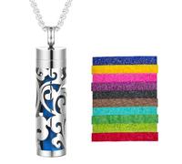 NECXON Essential Oil Necklace, Ladies Necklace Diffuser Pendant With 10 Pcs Perfume Pads Stainless Steel Oil Necklace Jewelry Gift Aromatherapy Gifts for Woman Men (Style 17)