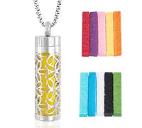 NECXON Essential Oil Necklace, Ladies Necklace Diffuser Pendant With 10 Pcs Perfume Pads Stainless Steel Oil Necklace Jewelry Gift Aromatherapy Gifts for Woman Men (Style 2)