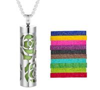 NECXON Essential Oil Necklace, Ladies Necklace Diffuser Pendant With 10 Pcs Perfume Pads Stainless Steel Oil Necklace Jewelry Gift Aromatherapy Gifts for Woman Men (Style 18)