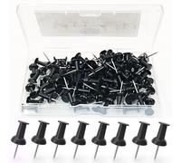 NEDBLUE Black Push Pins - 120 Drawing Pins with Storage Box, Thumb Tacks for Cork, Notice and Bulletin Boards - Map Pins