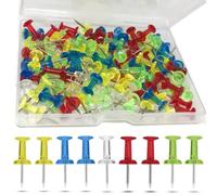 NEDBLUE Clear Push Pins - 120 Clear ColouredDrawing Pins with Storage Box, Thumb Tacks for Cork, Notice and Bulletin Boards - Map Pins