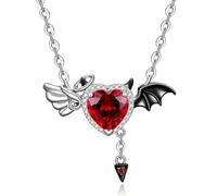 Nedeeo Half Angel Half Devil Necklace Angel and Devil Necklace Bat Pendant