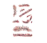 NEDEQI 20 Sheets Halloween Zombie Temporary Tattoos - Realistic Waterproof Fake Blood Tattoos for Makeup Chucky Cosume Prank Cosplay Cosplay Kids Men Women and