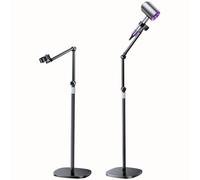 nediea Mic Stand, Boom Arm Floor Microphone Stand for Singing and Podcast, 60.63-70.87 Inches Height Adjustable Mic Holder for Stage and Studio, Universal Mic Mount with Heavy-Duty Base