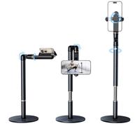 nediea Retractable Phone Stand for Desk,10.2-24.4in Height Adjustable Rotating Phone Holder for Recording,Aluminium Overhead Phone Mount for iPhone & 4.7-7in Cell Phones