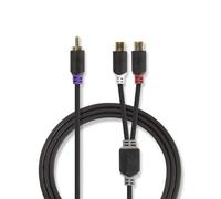 Nedis 0.2M 20Cm Stereo Y Av Subwoofer, Speaker, Amp Audio Cable Adapter 1X Rca Male To 2X Rca Phono Female
