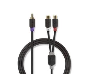 Nedis 0.2M 20Cm Stereo Y Av Subwoofer, Speaker, Amp Audio Cable Adapter 1X Rca Male To 2X Rca Phono Female