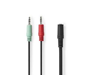 Nedis 0.2M Gaming Headset To Pc Adapter Splitter Cable Microphone And Headphone Jacks 3.5mm Female To 2X 3.5 mm Male - Black