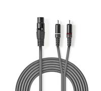 Nedis 1.5M Balanced Felxible Audio Cable Xlr 3-Pin Female To 2X Rca Male - Dark Grey