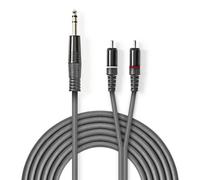 Nedis 1.5M Die-Cast Stereo Audio Cable 6.35mm 1/4" Male Jack To 2X Rca Male, Super Flex - Dark Grey