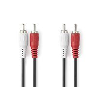 Nedis 1.5m Premium 2x RCA to 2x Cable Twin Phono Stereo Lead Red and White Amplifier Connection Cord RCA Audio