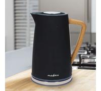 Nedis 1.7L Soft Touch Jug Kettle with Wood Effect Handle, Overheat Protection, Removeable Filter, 2.2KW - Matte Black