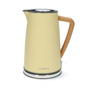 Nedis 1.7L Soft Touch Jug Kettle with Wood Effect Handle, Overheat Protection, Removeable Filter, 2.2KW - Matte Cream Yellow