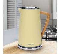 Nedis 1.7L Soft Touch Jug Kettle with Wood Effect Handle, Overheat Protection, Removeable Filter, 2.2KW - Matte Cream Yellow