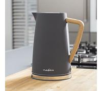 Nedis 1.7L Soft Touch Jug Kettle with Wood Effect Handle, Overheat Protection, Removeable Filter, 2.2KW - Matte Slate Grey