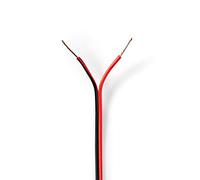 NEDIS 100m Speaker Cable 2 x 0.50 mm² CCA, Wire Roll, Fig8 Round PVC Jacket, Black & Red with Polarity | Home Cinema, HiFi & Car Audio
