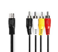 Nedis 1M 5 Pin Din Audio Cable Din 5-Pin Male To 4X Rca Male, Composite Av Adapter - Black
