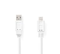 Nedis 1M Flat Usb Cable Usb 2.0 Usb-A Male To Usb Micro-B Male Data / Charge - White