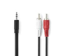 Nedis 1m Premium RCA to 3.5mm Cable Phono Mini Jack Stereo Lead Red and White Aux Headphone Cord RCA Audio Y Splitter