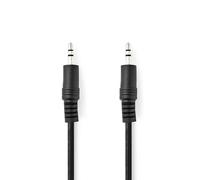 Nedis 1M Stereo Audio Aux Cable 3.5mm Male To 3.5mm Male, Nickel Plated - Black
