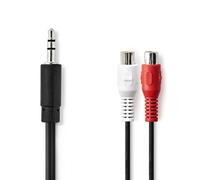 Nedis 20Cm 0.2M 3.5mm Male To 2X Rca Female Jack Stereo Audio Adapter Cable - Black