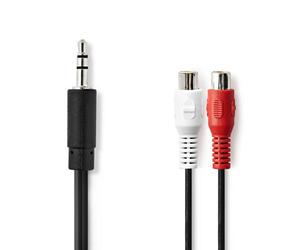 Nedis 20Cm 0.2M 3.5mm Male To 2X Rca Female Jack Stereo Audio Adapter Cable - Black