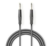 Nedis 2M Die-Cast Stereo Audio Trs Jack Cable 6.35mm 1/4" Male To 6.35mm 1/4" Male, Super Flex - Dark Grey