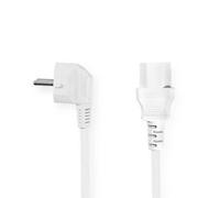 Nedis 2M Mains Power Cable Euro Schuko Plug With Earth Angled To Iec C13 Kettle Iec-320-C13 Straight - White